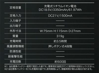 クロダルマ 空調作業服 作業着 ファン、バッテリーフルセット KS-250