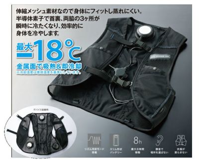 クロダルマ 冷却ペルチェ 作業着 メッシュベスト＆ペルチェデバイスフルセット KS-2300