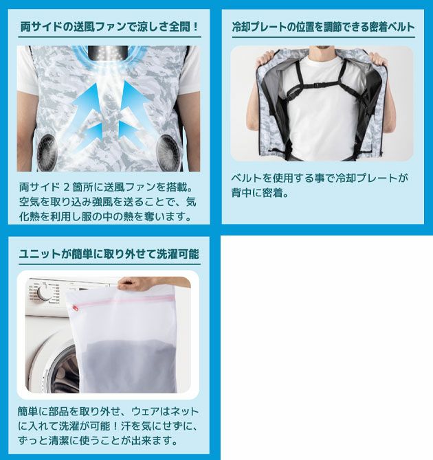 ビッグボーン 冷却ペルチェ 作業着 冷蔵服4ベスト バッテリーフルセット TH605SET