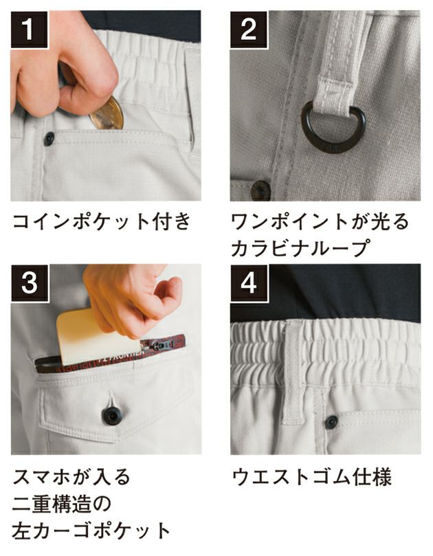 アイズフロンティア 春夏作業服 作業着 ポイントコンタクトストレッチカーゴパンツ 3152