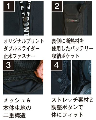 アイズフロンティア 冷却ペルチェ 作業着 冷却ペルチェ専用長袖フリージングコールドクルージップインナー＆5個デバイス・バッテリーセット PS122