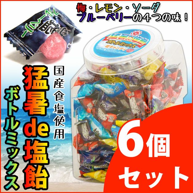 オークラ製菓 夏対策商品 猛暑de塩飴800gボトルミックス 6個セット 熱中症に負けない！