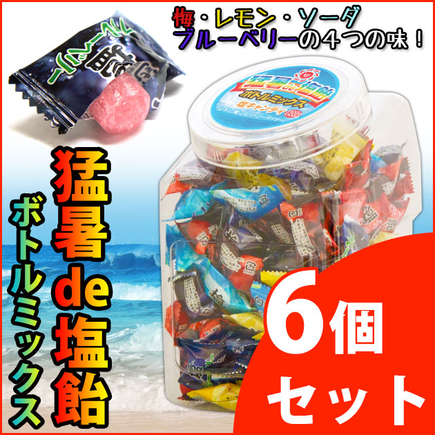 オークラ製菓 夏対策商品 猛暑de塩飴800gボトルミックス 6個セット 熱中症に負けない！