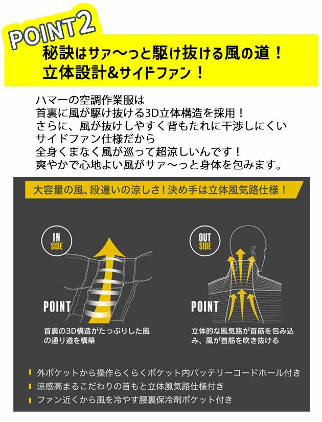 HUMMER ハマー 空調作業服 作業着 空調風神服チタンベスト ファン・バッテリー3点セット 09900・RD9580G・RD9530H
