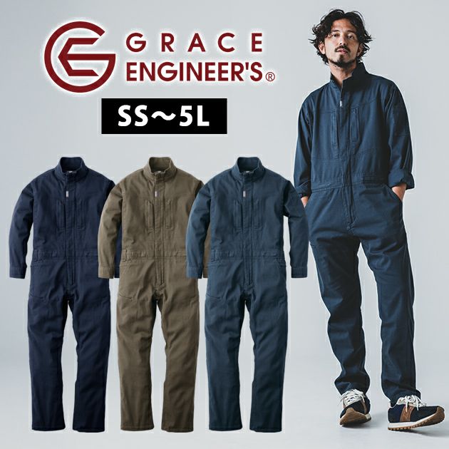 SS～3L GRACE ENGINEER`S グレイスエンジニアーズ つなぎ服 作業着 フレックスコットンツナギ GE-790