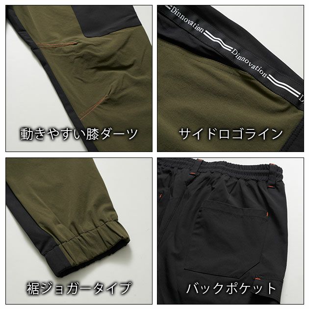 Dinnovation ディノベーション 春夏作業服 作業着 クールナイロンロゴラインパンツ 25B005EX