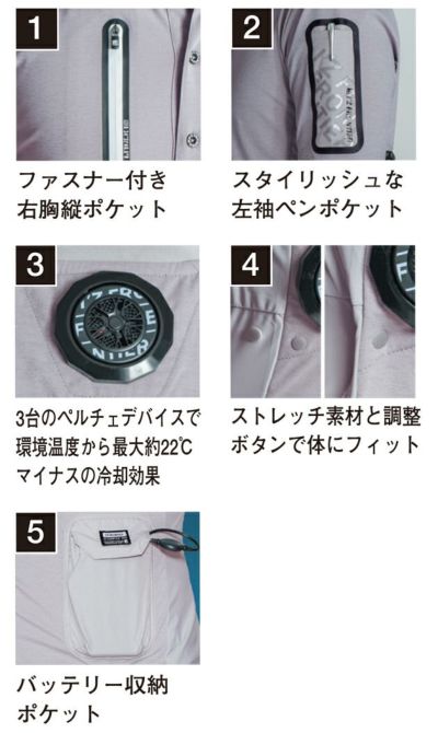 アイズフロンティア 冷却ペルチェ 作業着 冷却ペルチェ専用半袖ポロシャツ 125P
