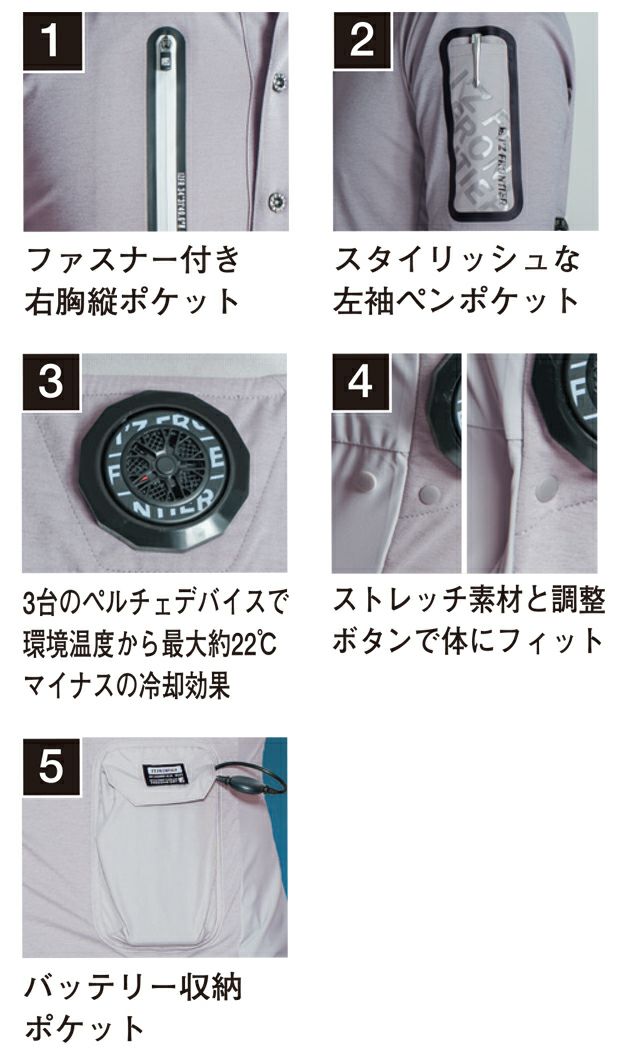 アイズフロンティア 冷却ペルチェ 作業着 冷却ペルチェ専用半袖ポロシャツ 125P