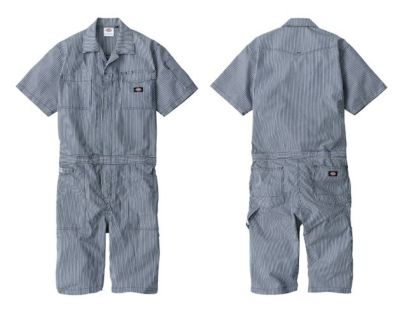 Dickies ディッキーズ つなぎ服 作業着 ライトストレッチヒッコリー 半袖ショート丈 D-7104