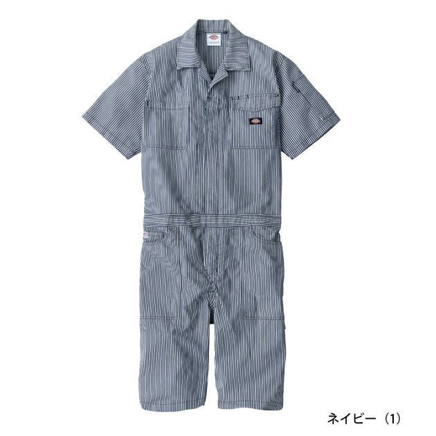 Dickies ディッキーズ つなぎ服 作業着 ライトストレッチヒッコリー 半袖ショート丈 D-7104
