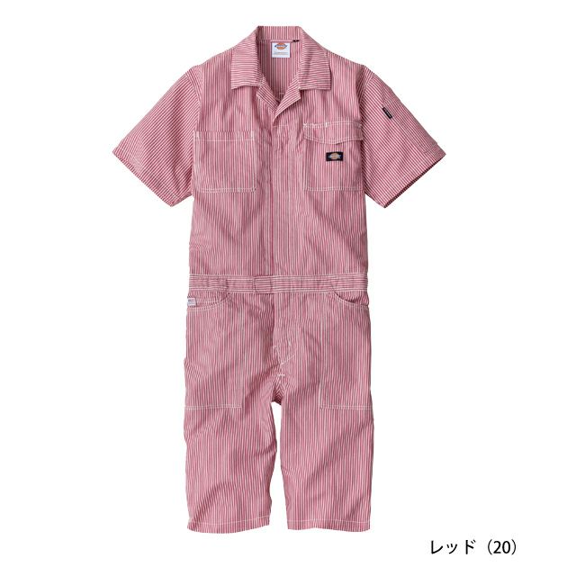 Dickies ディッキーズ つなぎ服 作業着 ライトストレッチヒッコリー 半袖ショート丈 D-7104