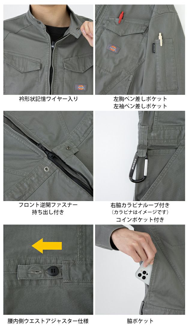 Dickies ディッキーズ つなぎ服 作業着 ストレッチヘリンボーン 半袖ツナギ D-912