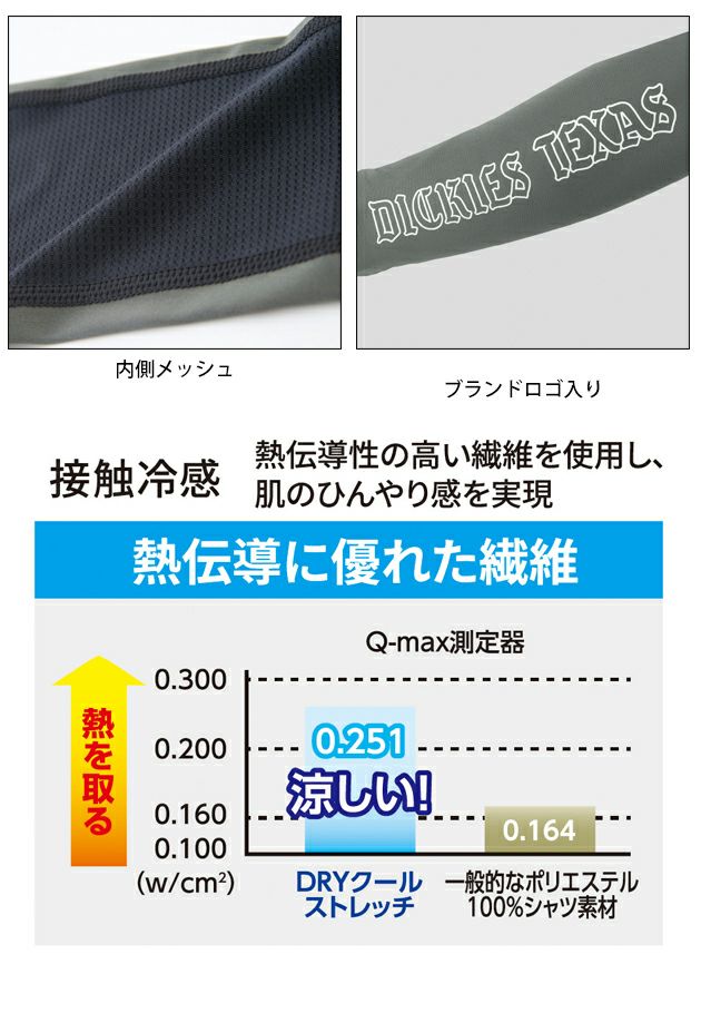 Dickies ディッキーズ 春夏インナー 作業着 ドライパワーサポート アームカバー D-3026