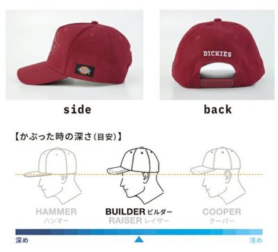 Dickies ディッキーズ 春夏作業服 作業着 コットンワークキャップ　TYPE-B(ビルダー) D-8222