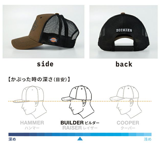 Dickies ディッキーズ 春夏作業服 作業着 コットンワークメッシュキャップ TYPE-B(ビルダー) D-8232