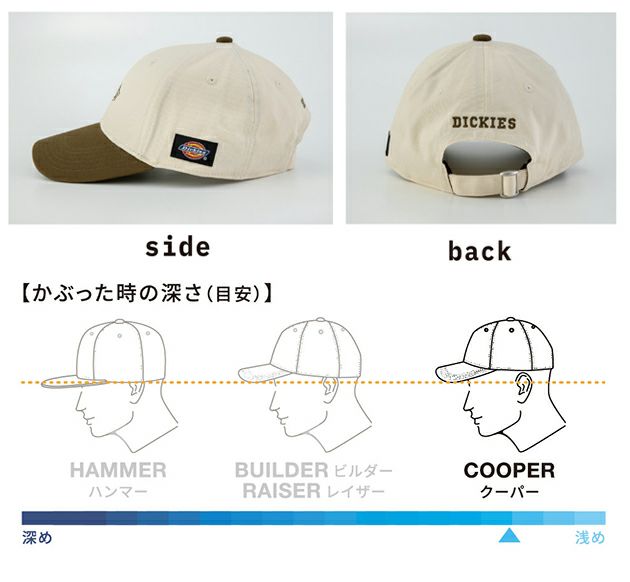Dickies ディッキーズ 春夏作業服 作業着 コットンワークキャップ TYPE-C(クーパー) D-8226