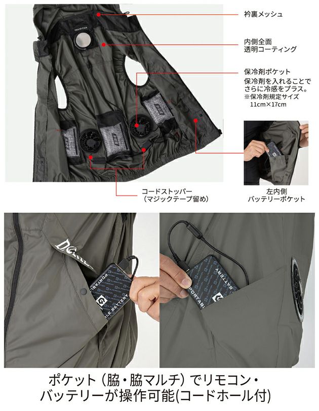 Dickies ディッキーズ 空調作業服 作業着 ボルトクール 半袖ブルゾン(ペルチェ ネックホルダー付) D-330