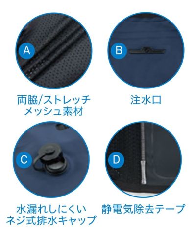 S～LL ビッグボーン 保冷ベスト 作業着 アクアウォーターベスト（スリークォーターズ） AT501