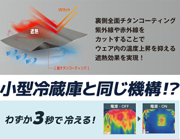 ビッグボーン 冷却ペルチェ 作業着 冷蔵服４半袖ジャケット・モバイルバッテリーセット TH604SET