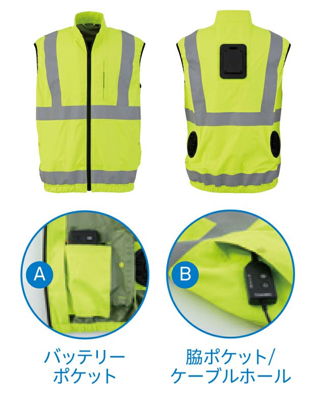 ビッグボーン 冷却ペルチェ 作業着 冷蔵服４高視認ベスト・モバイルバッテリーセット TH606SET