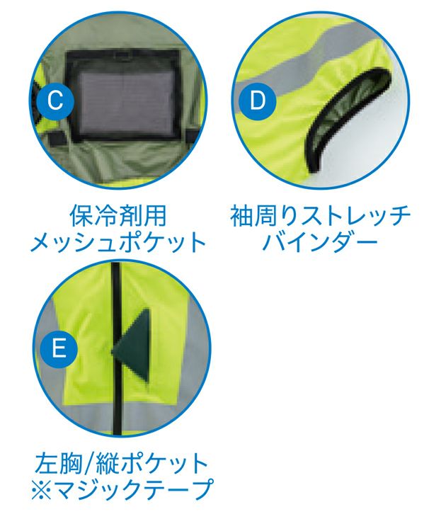 ビッグボーン 冷却ペルチェ 作業着 冷蔵服４高視認ベスト・モバイルバッテリーセット TH606SET