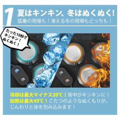 アイトス 冷却ペルチェ 作業着 タルテックス 温冷サイレントペルチェベスト(バッテリー・保冷剤付きフルセット) AZ8154