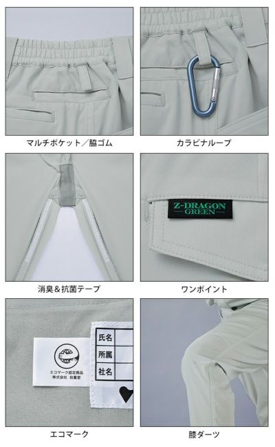 4L～5L 自重堂 春夏作業服 作業着 Z-DRAGON エコ製品制電ストレッチレディースカーゴパンツ（裏付） 77616