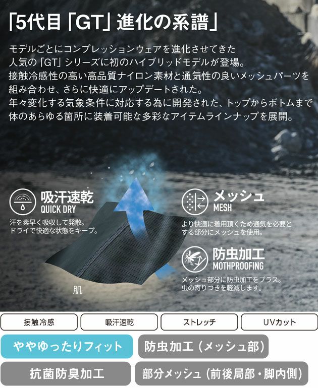 EVENRIVER イーブンリバー 春夏インナー 作業着 アイスコンプレッションレギンス GTE03