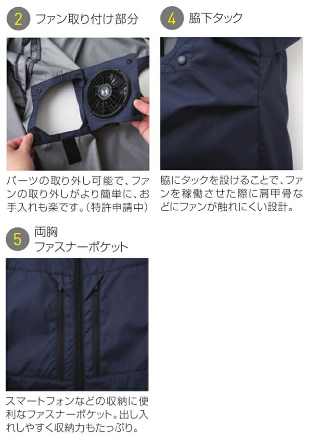 サンエス 空調作業服 作業着 チタン加工半袖ブルゾン KF92510