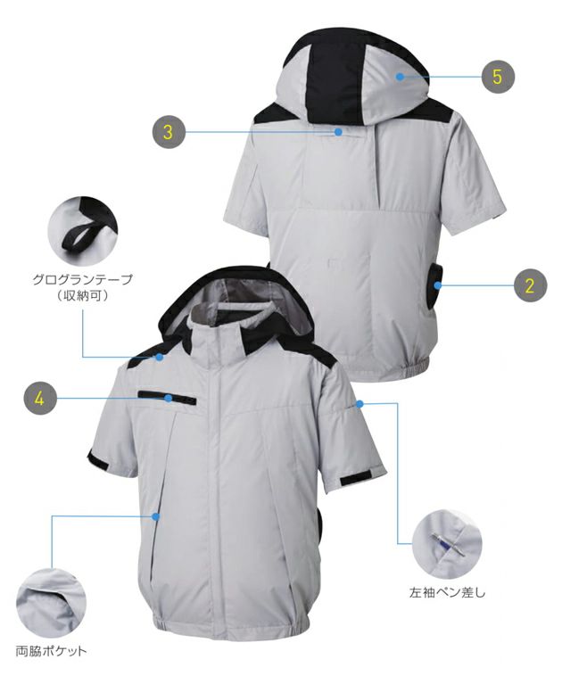 サンエス 空調作業服 作業着 チタン加工半袖ブルゾン KF92500