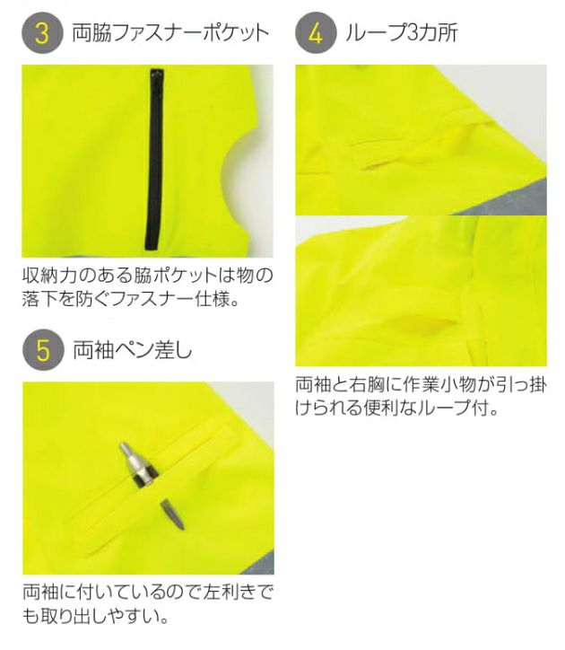 サンエス 空調作業服 作業着 Hi-Vis 長袖ブルゾン KF92521