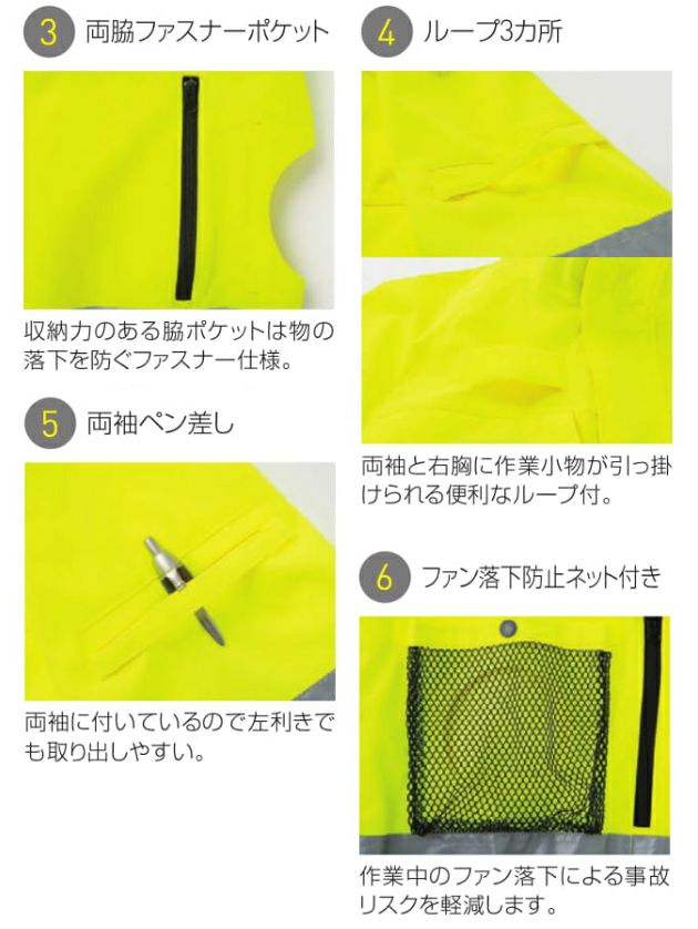 サンエス 空調作業服 作業着 フルハーネス対応 Hi-Vis 長袖ブルゾン KF92521G