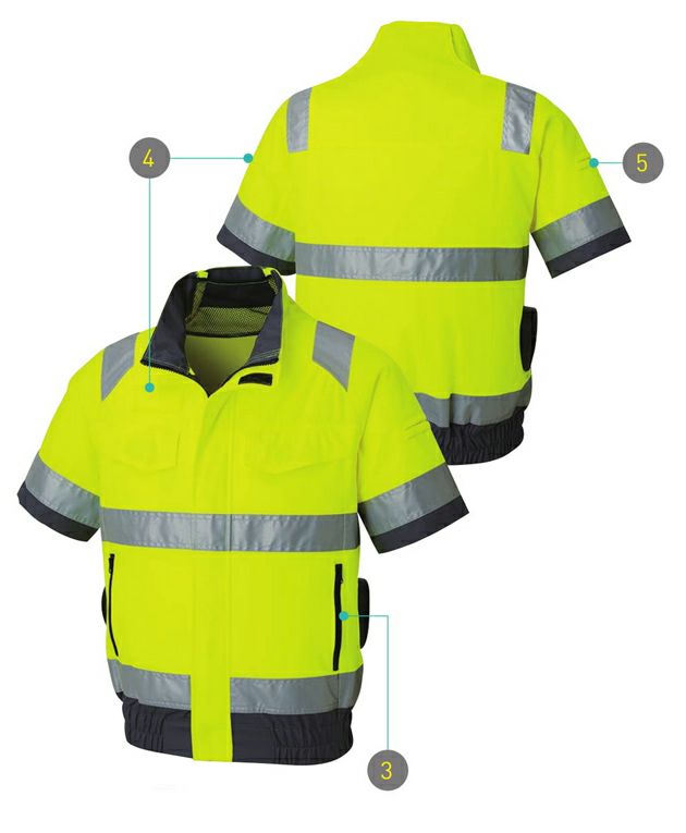 サンエス 空調作業服 作業着 Hi-Vis 半袖ブルゾン KF92520