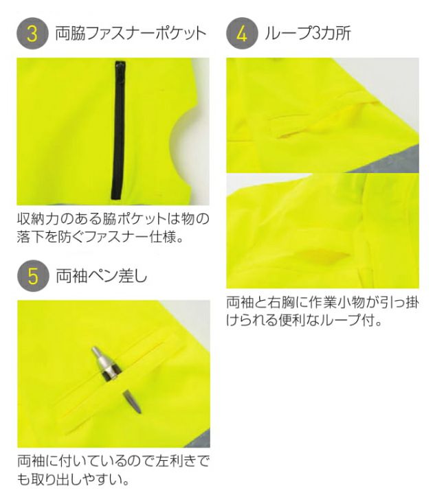 サンエス 空調作業服 作業着 Hi-Vis 半袖ブルゾン KF92520