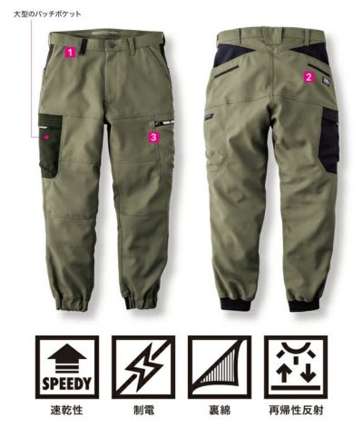寅壱 7030-235 秋冬作業服 作業着 カーゴジョガーパンツ S～4L