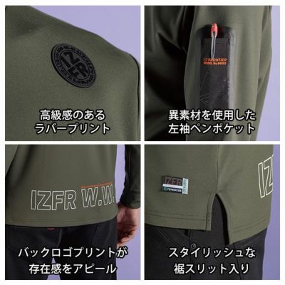 アイズフロンティア 9103 防寒作業服 防寒着 裏起毛ストレッチ長袖モックネックシャツ