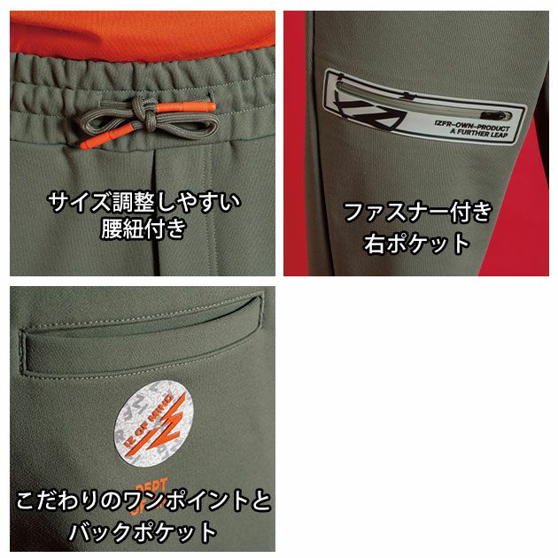 アイズフロンティア 8930S・8933S 秋冬作業服 作業着 P.D.ストレッチスウェットフルジップフーディー・ジョガーパンツ上下セット(メカニカルブラック限定モデル)