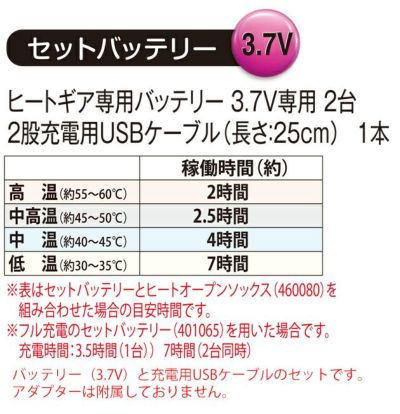 ハマー HUMMER 460080 電熱ウェア 作業着 ヒートオープンソックス バッテリーセット