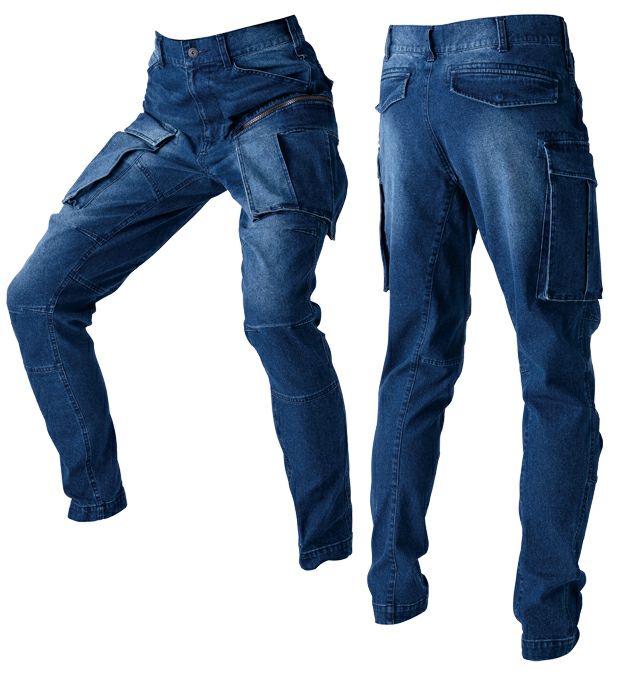 中国産業 HOP SCOT 760005 秋冬作業服 作業着 フレックステック 3DデニムJOBカーゴパンツ SS～4L