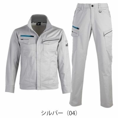 作業ウェア プーマ PUMA PW-4031A・PW-4035A 通年作業服 作業着 ジャケット・カーゴパンツ上下セット（シルバー）